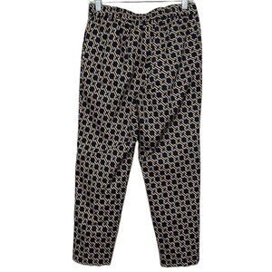 Boden chain print blue & yellow cropped high waist capri stretch size 4P